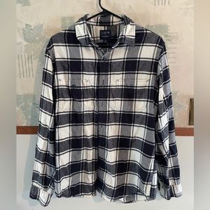 J Crew Mens Black and White Flannel